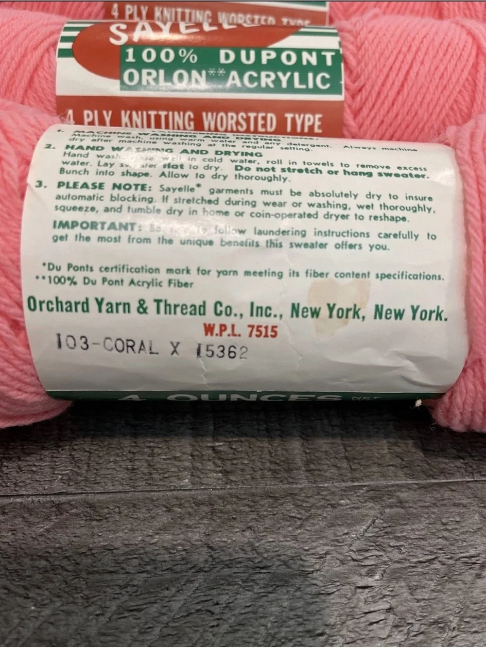 Lot of 3 Vintage Savelle Neon Pink Orlon Acrylic Yarn Skeins 4 oz Worsted